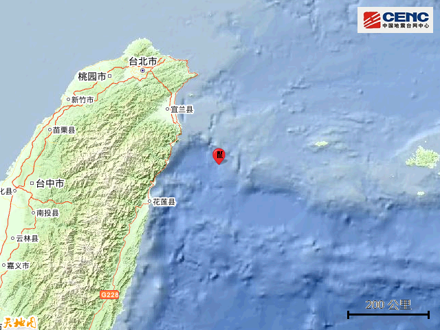 台湾宜兰县海域发生4.8级地震，震源深度10千米